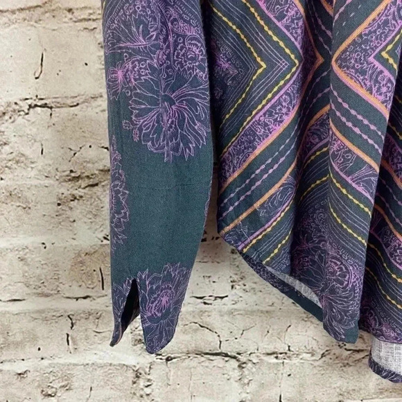 Free People S Walking on a Dream Long Sleeve Tunic Top Purple Charcoal Cut Out - Picture 5 of 8